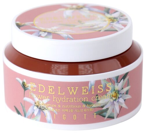 Jigott Edelweiss Flower Hydration Cream  Омолаживающий крем для лица с экстрактом швейцарского эдельвейса, 100 мл