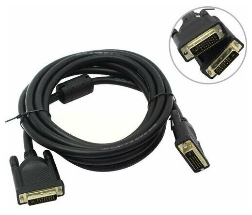 Кабель Aopen/qust DVI (24+1) M/M 3m, 2 фильтра