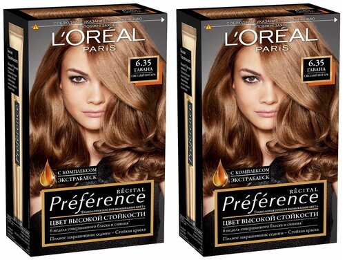 LOreal Краска для волос Preference 6.35 Гавана, светлый янтарь 2 штуки /