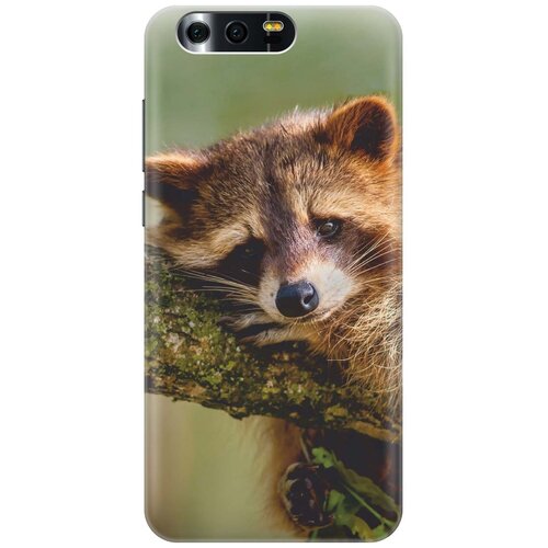 фото Gosso ультратонкий силиконовый чехол-накладка для honor 9 с принтом "задумчивый енот"