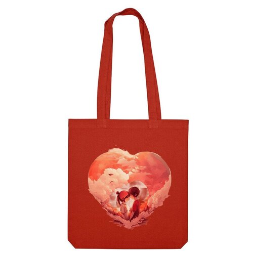 сумка воздушная любовь бежевый Сумка шоппер Us Basic, красный