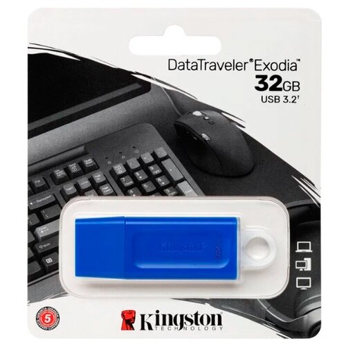 Флеш-накопитель 32Gb Kingston DataTraveler Exodia, USB 3.2 gen, пластик, синий