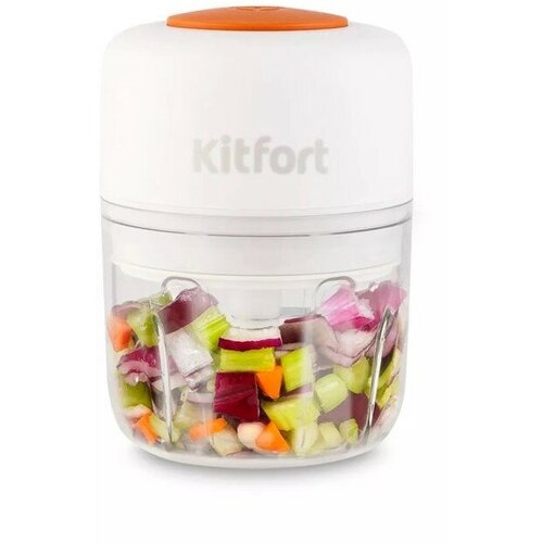 Измельчитель Kitfort КТ-3089 портативный пластик 22 Вт 170 мл 1 скорость бело-оранжевый 318200₽