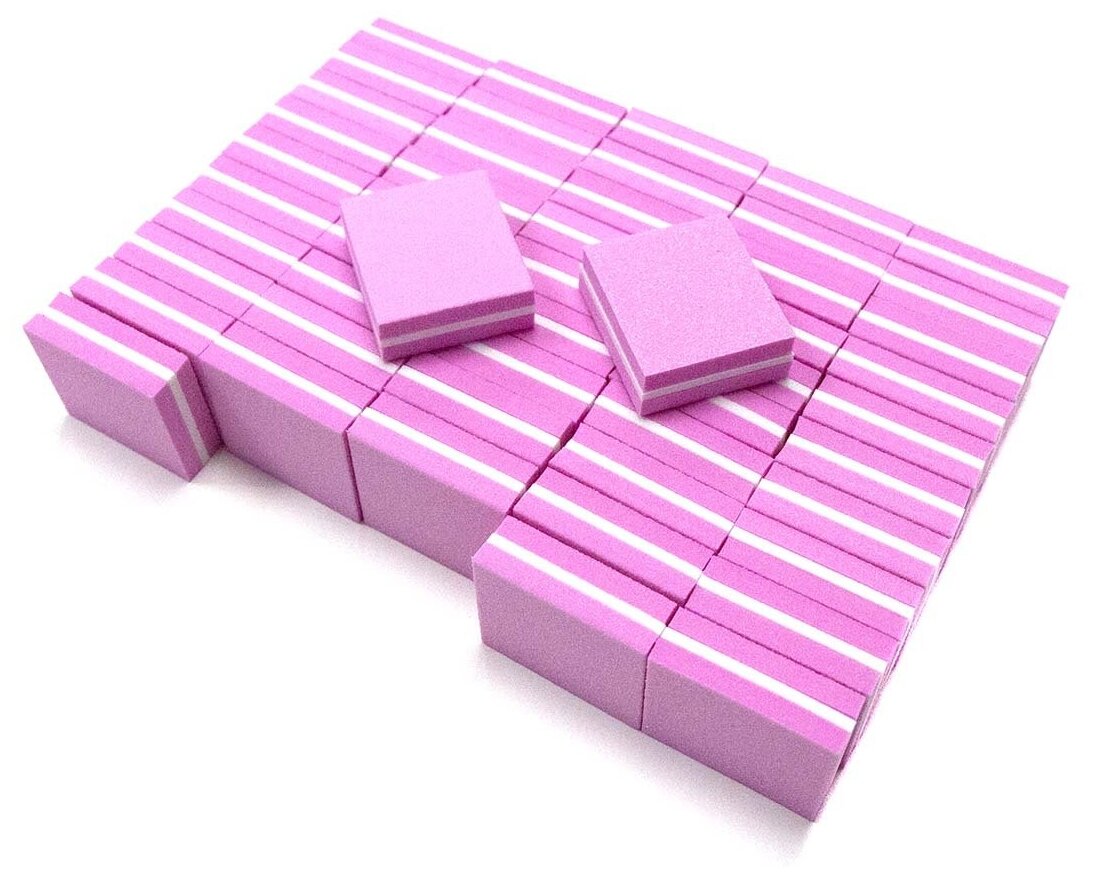 Баф для ногтей мини-баф пилки 50 штук, 100/180 грит / HomeShop / цвет розовый
