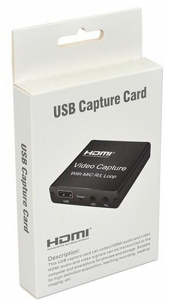 Карта видеозахвата в реальном времени USB to HMDI with MIC R/L Loop