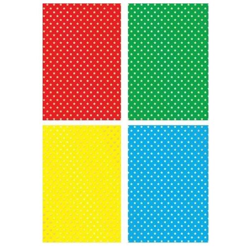 Цветной картон с тиснением Звездочки Апплика, A4, 4 л., 4 цв. 4 л. цветной поделочный картон с тиснен а4 4л ажур