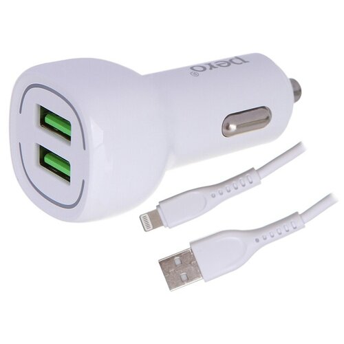 Зарядное устройство Pero 2xUSB 2.4A с кабелем Lightning White AC04LCW автомобильное зарядное устройство pero ac04 2usb 2 4a automax кабель lightning белое