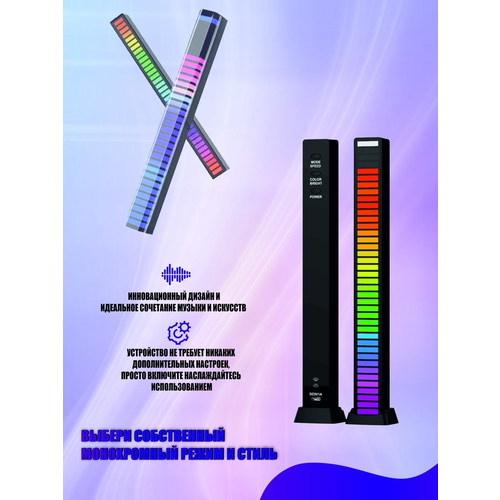 Светодиодная подсветка RGB D09 эквалайзер для музыки черный