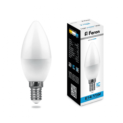 фото Лампа светодиодная feron lb-770 свеча e14 11w 6400k (упаковка 10 шт)