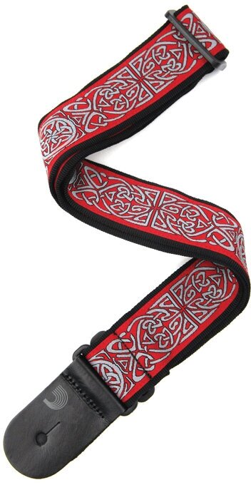 PLANET WAVES 50A07 WOVEN STRAP CELTIC тканый гитарный ремень, кельтский узор на красном фоне