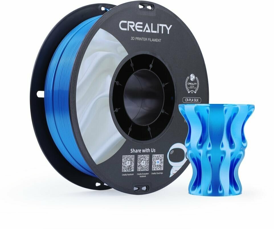 Катушка CR-Silk Blue пластика Creality, голубой, 1,75 мм 1кг, для 3D принтеров 3301120006