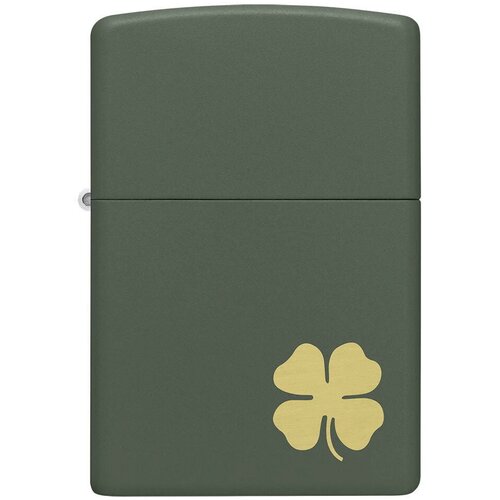 Оригинальная бензиновая зажигалка ZIPPO Classic 49796 Four Leaf Clover с покрытием Green Matte - Четырехлистный клевер