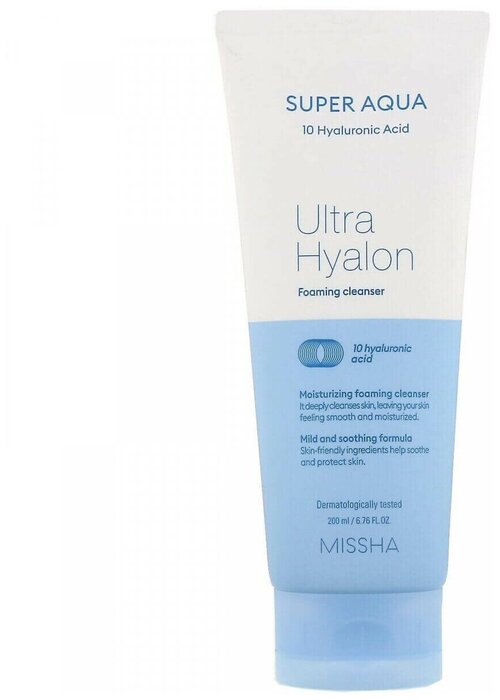 Увлажняющая пенка с гиалуроновой кислотой Missha Super Aqua Ultra Hyalron Cleansing Foam,200 мл