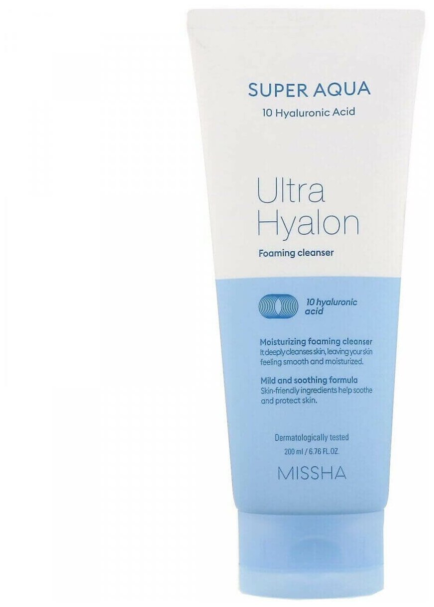 Увлажняющая пенка с гиалуроновой кислотой Missha Super Aqua Ultra Hyalron Cleansing Foam200 мл