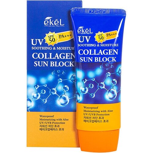 Солнцезащитный крем с коллагеном EKEL UV Soothing & Moisture Collagen Sun Block SPF 50 PA+++ 70ml солнцезащитные средства ekel крем солнцезащитный с пептидами soothing