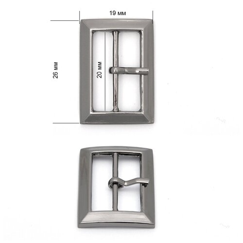 Пряжка металлическая TBY.5444 19х26мм, внутр. размер 20мм цв. т. никель уп. 20шт