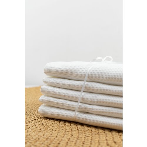 Набор полотенец вафельных 5 шт. (45х120 см) цвет белый (100% хлопок)