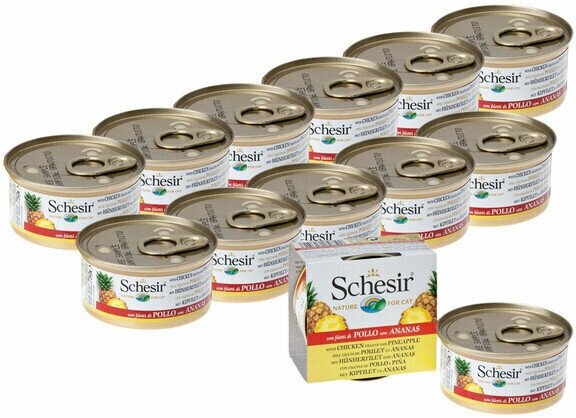"Schesir" консервы для кошек цыплёнок+ананас 75гр х 12 шт. - фотография № 5