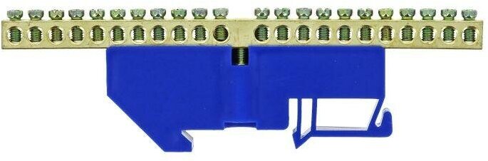 Шина нулевая N 6х9 20 отвер. латунь син. изолятор на DIN-рейку PROxima EKF sn0-63-20-d - фотография № 2