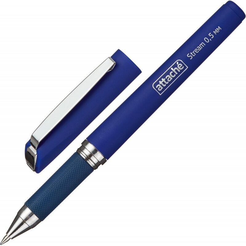 Ручка гелевая неавтомат. Attache Stream синий, 0,5мм нубук. корп, манж