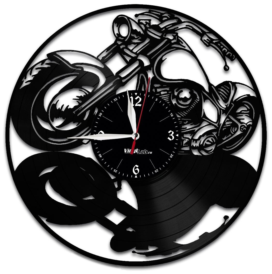 Часы из виниловой пластинки (c) VinylLab Мотоцикл