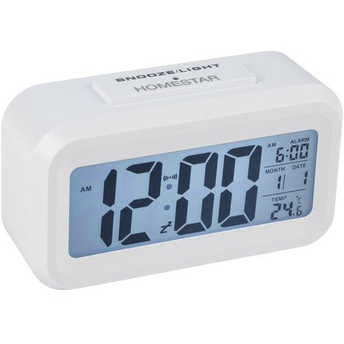 Часы электронные homestar hs-0110 led с будильником белый 2237₽