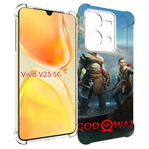 чехол mypads god of war кратос атрей для vivo y35 4g 2022 vivo y22 задняя панель накладка бампер Чехол MyPads God Of War Кратос Атрей для Vivo V25 5G / V25e задняя-панель-накладка-бампер