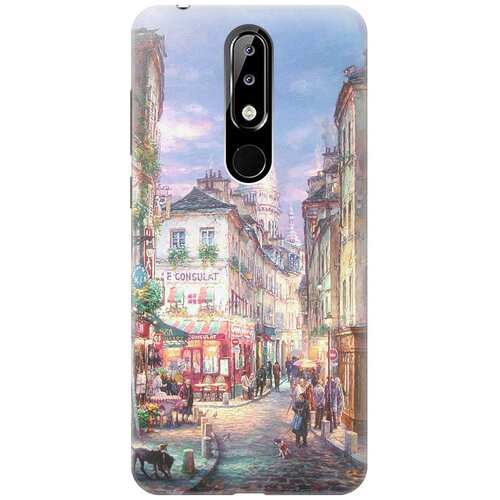 фото Re:paчехол - накладка artcolor для nokia 5.1 plus / x5 (2018) с принтом "пейзаж монмартра"