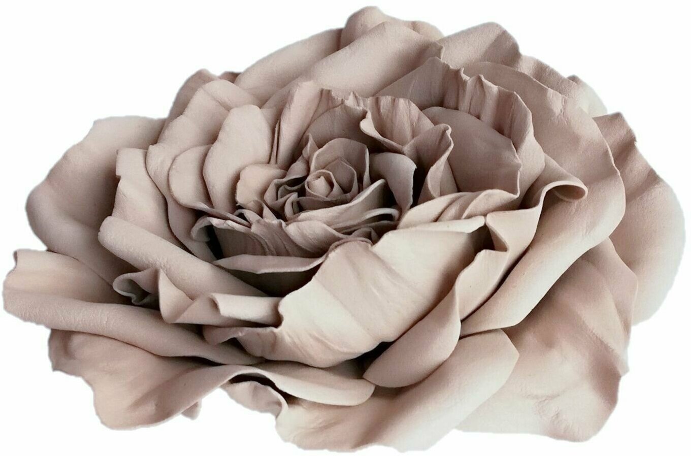 Заколка-брошь для волос/одежды/сумки крупный цветок роза бежевая 0040
