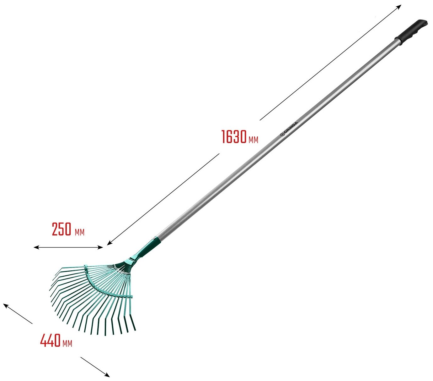Грабли веерные с алюминиевым черенком GRINDA PROLine 39586 - фотография № 2