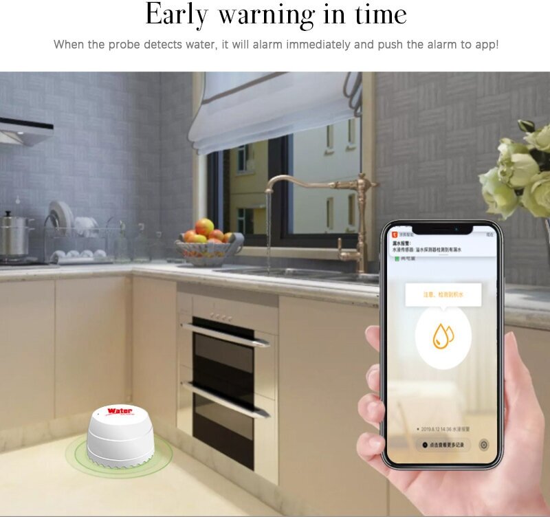 Умный беспроводной датчик протечки воды Wi-Fi с дистанционным контролем и звуковой сигнализацией
