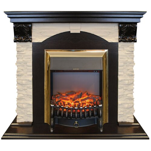 Электрический электрический камин RealFlame Dublin Lux + Fobos 16 кВт 103.5 см 97.5 см 42.5 см темный орех/черный-золотой