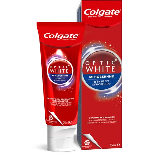 Зубная паста Colgate Optic White Мгновенный отбеливающая, 75 мл, 105 г