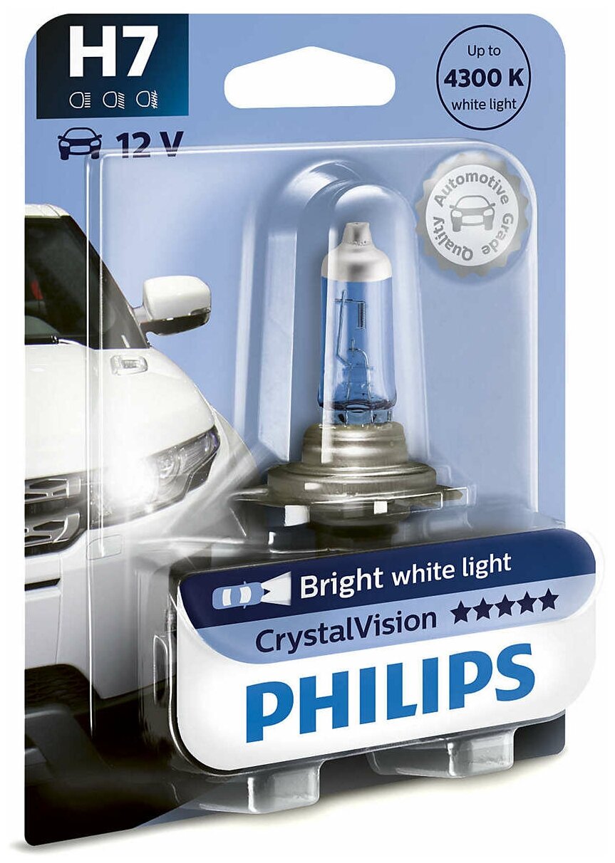Лампа H7 12972 Crystal Vision 12v 55w Px26d (Блистер 1 Шт.) Philips арт. 12972CVB1