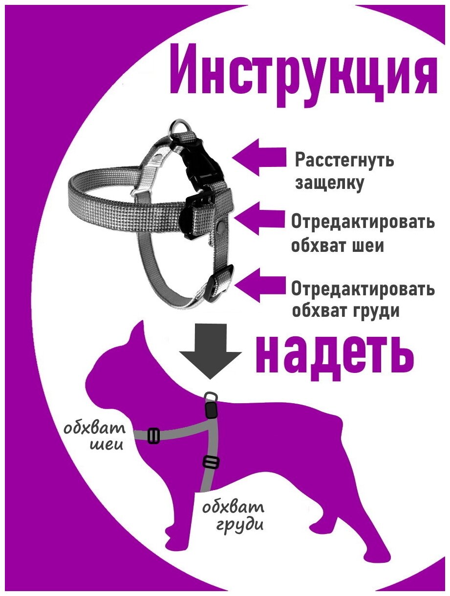 Шлейка для собак Petsare обхват груди 44-60 см, черный красный кант купить на Агронома.ру - фотография № 7
