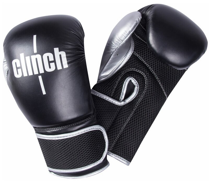 Перчатки боксерские "Clinch Aero" черно-серебристые 14 унц.