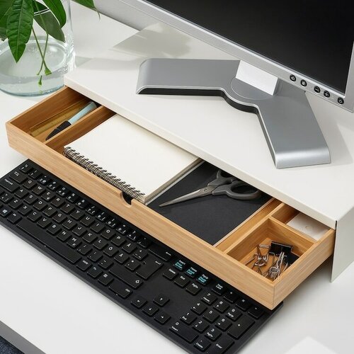 Подставка для монитора, с ящиком, IKEA ELLOVEN, 47х26х10 см