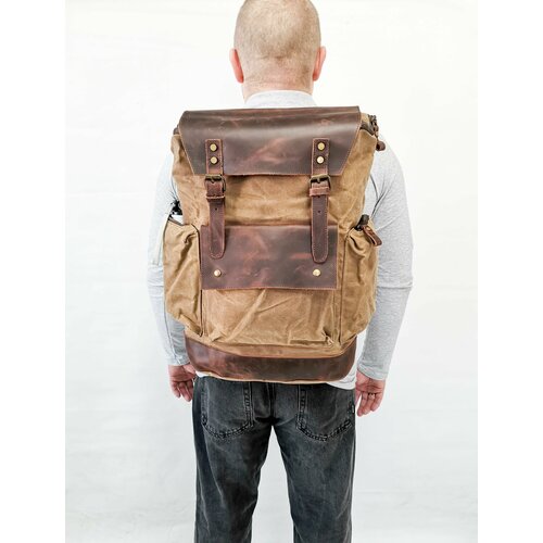 Рюкзак из натуральной кожи буйвола и канваса