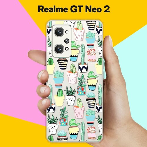 Силиконовый чехол на Realme GT Neo 2 Узор из кактусов / для Реалми ДжиТи Нео 2