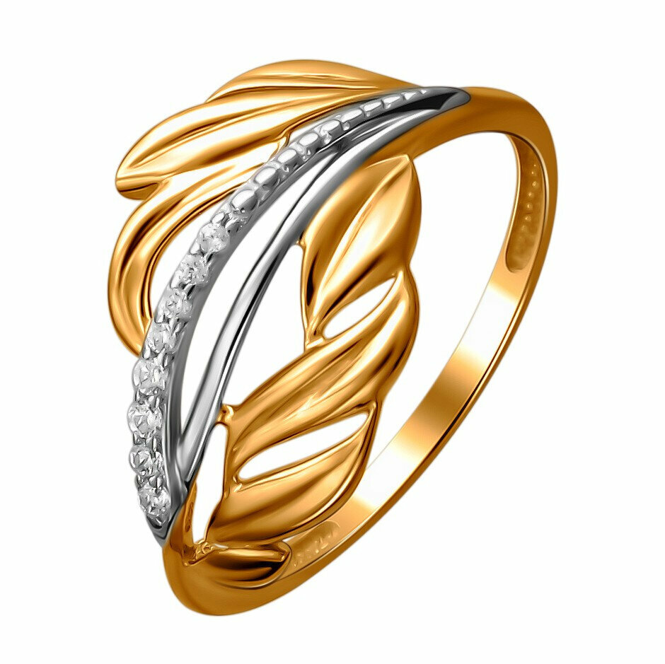 Кольцо Эстет, красное золото, 585 проба, фианит