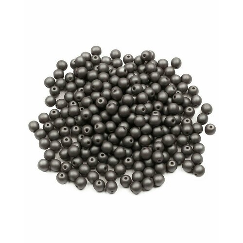 Стеклянные чешские бусины, круглые, Round Beads, 4 мм, цвет Alabaster Metallic Steel, 200 шт.