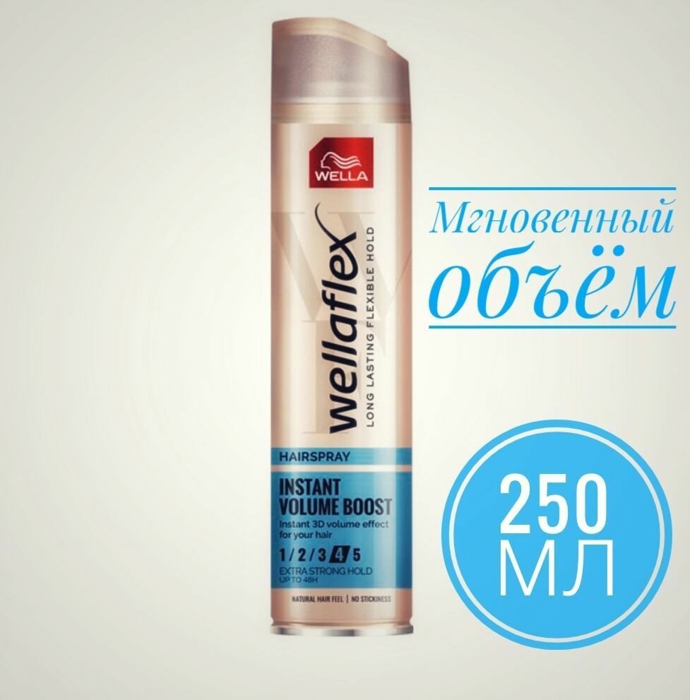 Wella Wellaflex Лак для волос "Мгновенный объем" экстрасильной фиксации 4, 250 мл