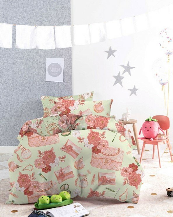 фото Mona Liza Детское Постельное белье Модницы цвет: светло-зеленый, розовый (145х210 см)