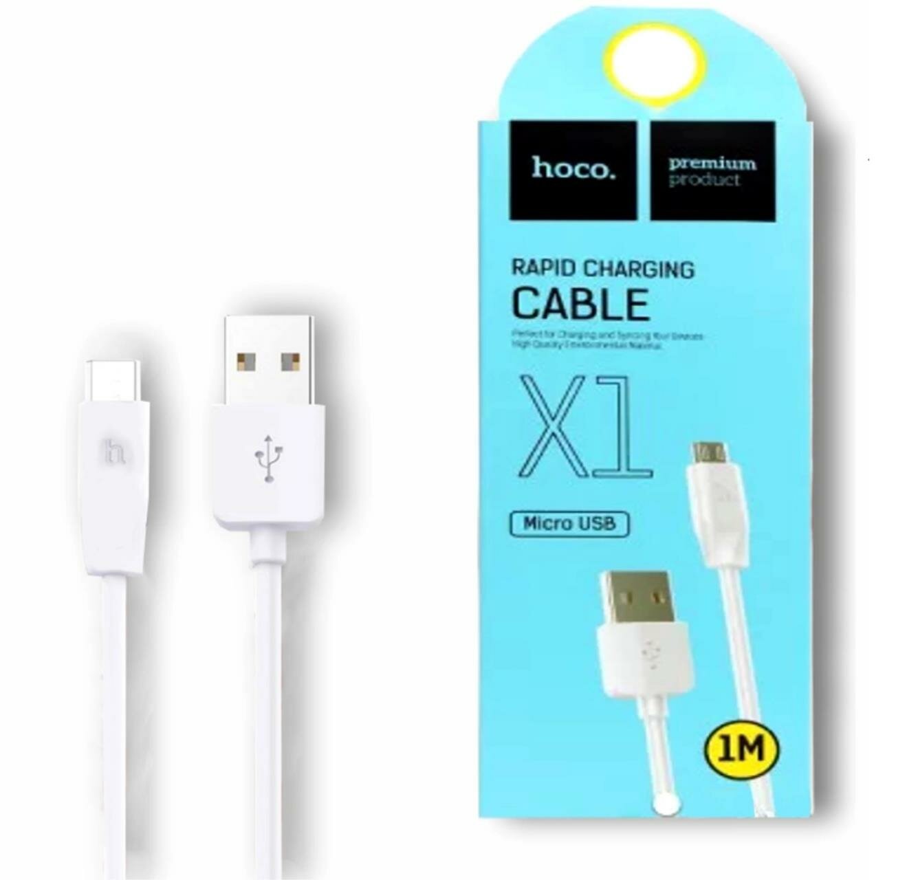 Кабель USB HOCO (X1) microUSB (1м) (белый)