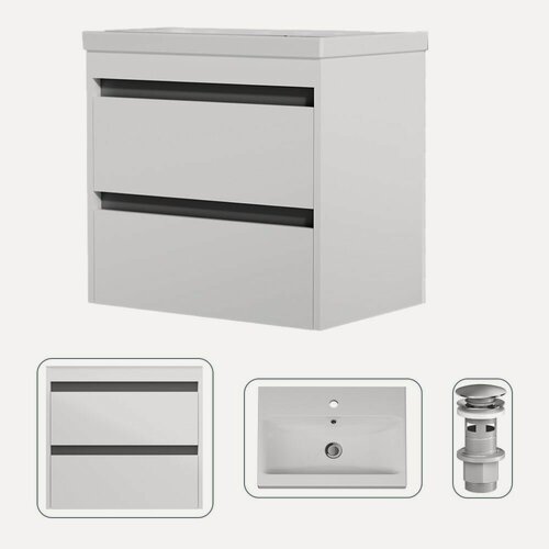 Изображение товара Тумба с раковиной AM.PM Pulse, подвесная, 2 выдвижных ящика, с донным клапаном хром