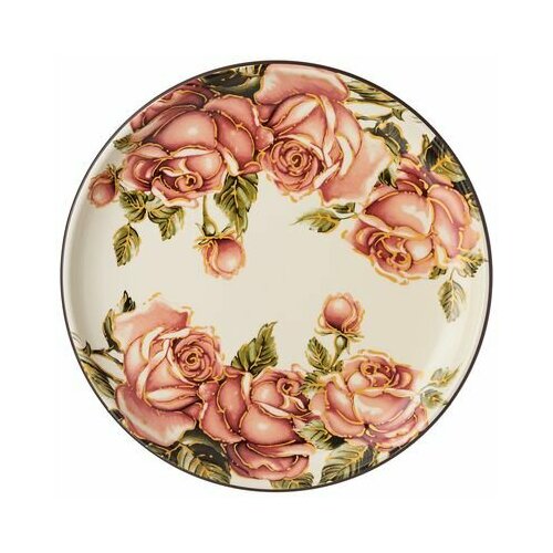 Блюдо фарфор корейская роза круг 26Х26СМ А-М