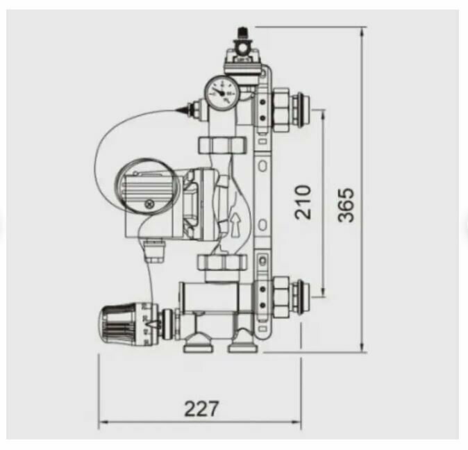 Насосно-смесительный узел для теплого пола 1 1/2/ 130-180мм 10бар ZOLL