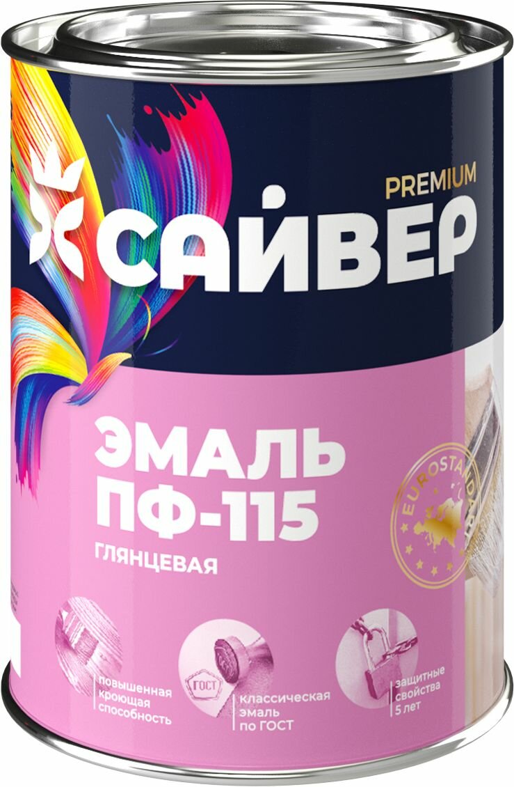 Алкидная эмаль универс. дерево, металл Сайвер ПФ-115 матовый белая 0,8 кг