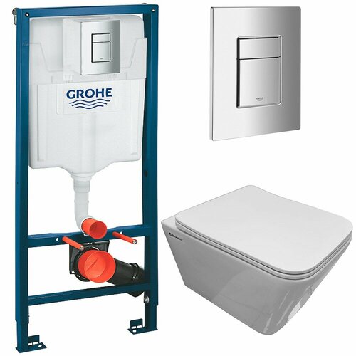 Инсталляция Grohe Solido 38811000 + унитаз Bloomix Regnum 1202 безободковый с сиденьем комплект 5 в 1 grohe solido 39192000 подвесной унитаз с сиденьем система инсталляции кнопка