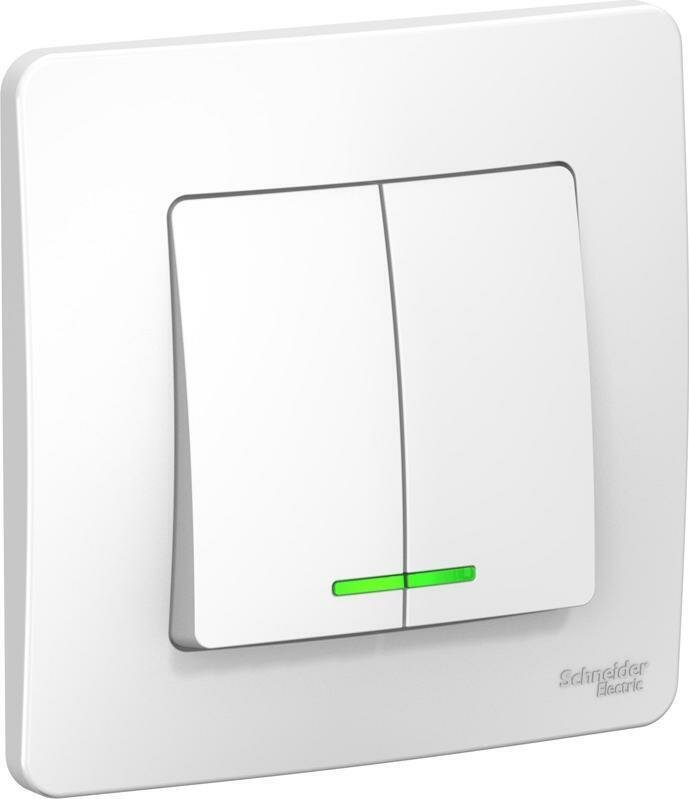 фото Выключатель Schneider Electric Blanca двухклавишный с индикацией белый